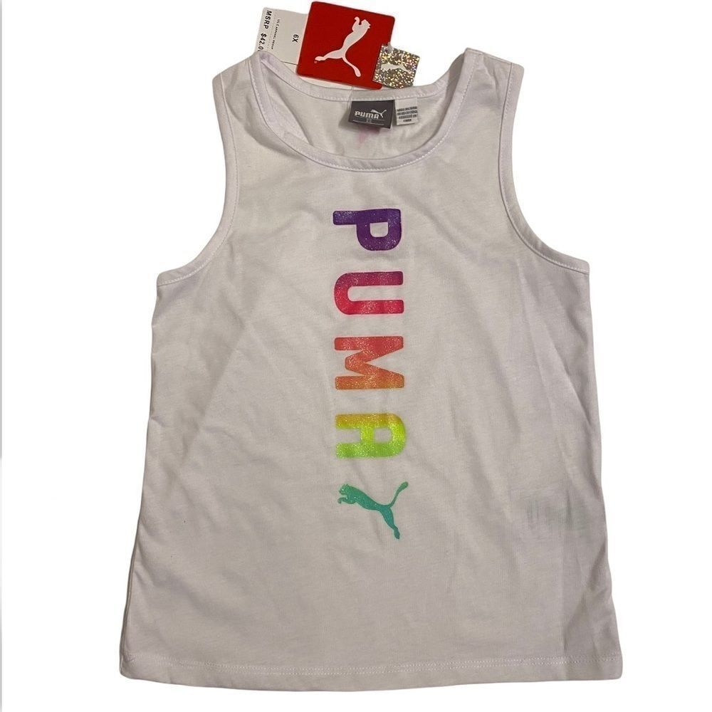 Puma Girls Multi-Colored pride rainbow racer back Tank top-6X